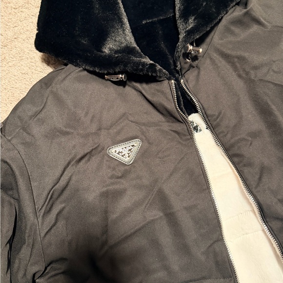 Prada Black Hooded Jacket with Logo Detail - Picture 3 of 6